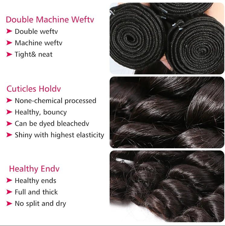 Loose Wave Bundles 3 Pcs Natural Black Hair Extensions-Zlike