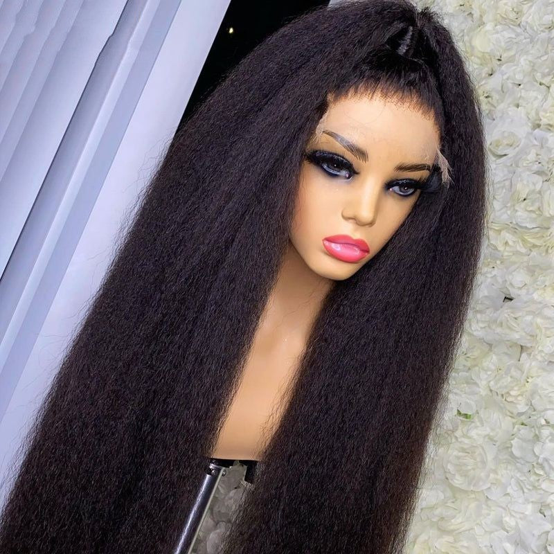 5x5 Preplucked Kinky Straight Natural Hairline HD Lace Closure Wig-Aaliweya