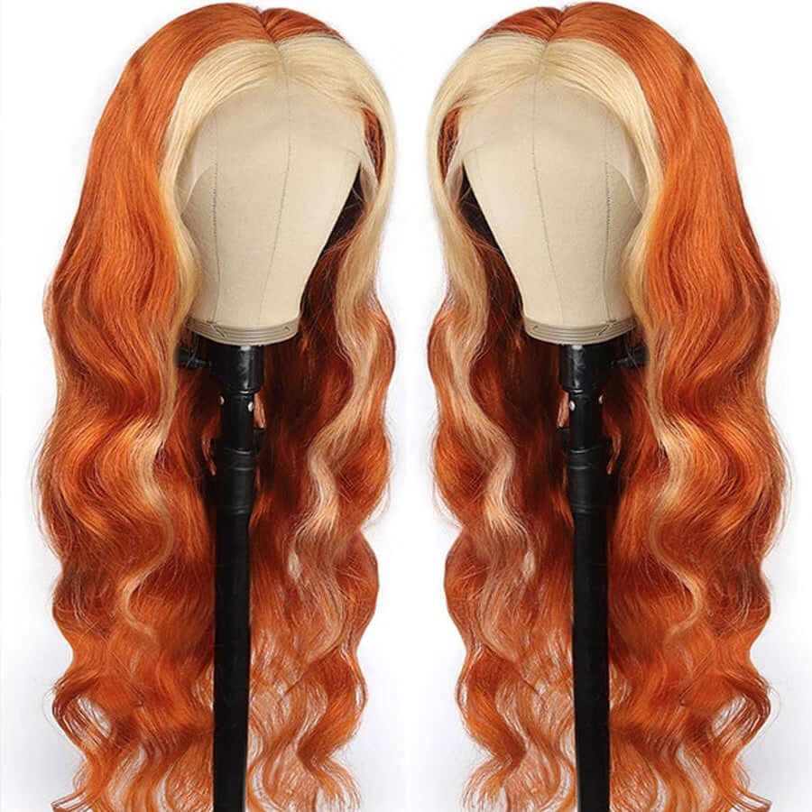 Ginger 613 Blonde Skunk Stripe Body Wave 13x4 Lace Front Wig For Women-Zlike