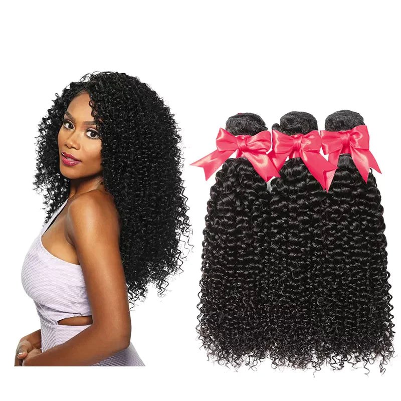 Human Weaves 9A Curly Human 3 Bundles Natural