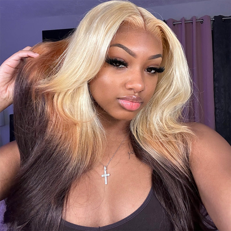 Pre Plucked 613 Blonde Ombre 13x4 Lace Front Wig 100% Human Hair Wigs High Density